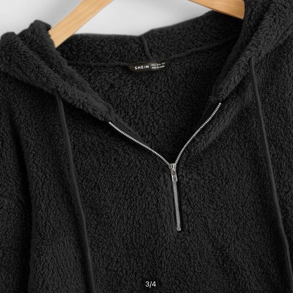 Shein half zip teddy bear hoodie size large 8/10 NWOT - Picture 3 of 3
